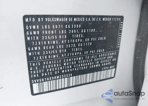 2024 Volkswagen Tiguan 2.0T Wolfsburg Edition z USA, uszkodzony, nr VIN 3VV5B7AX9RM233326